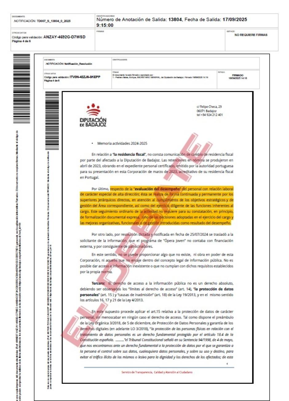 Resolución de la Diputación de Badajoz del 17 de septiembre