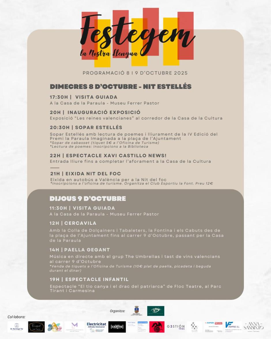 Cartel del 9 de Octubre en La Font d'en Carròs.