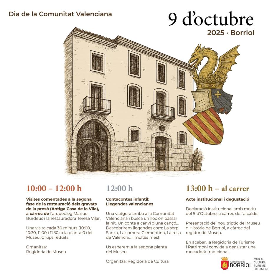 Cartel del 9 de Octubre en la localidad de Borriol.