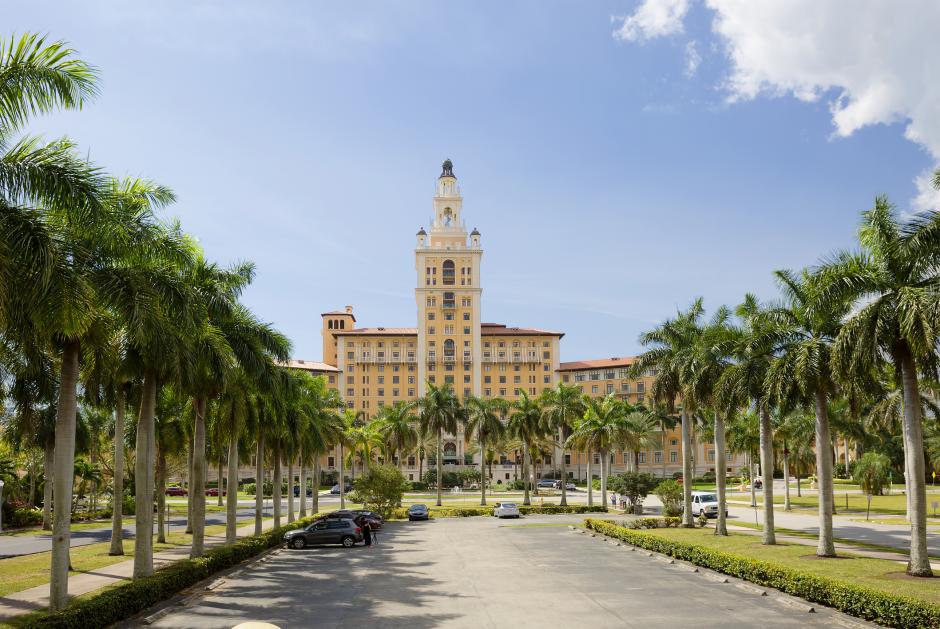 The historic resort is located in the city of Coral Gables, Florida near Miami. the Biltmore Hotel became the hallmark of coral Gables.