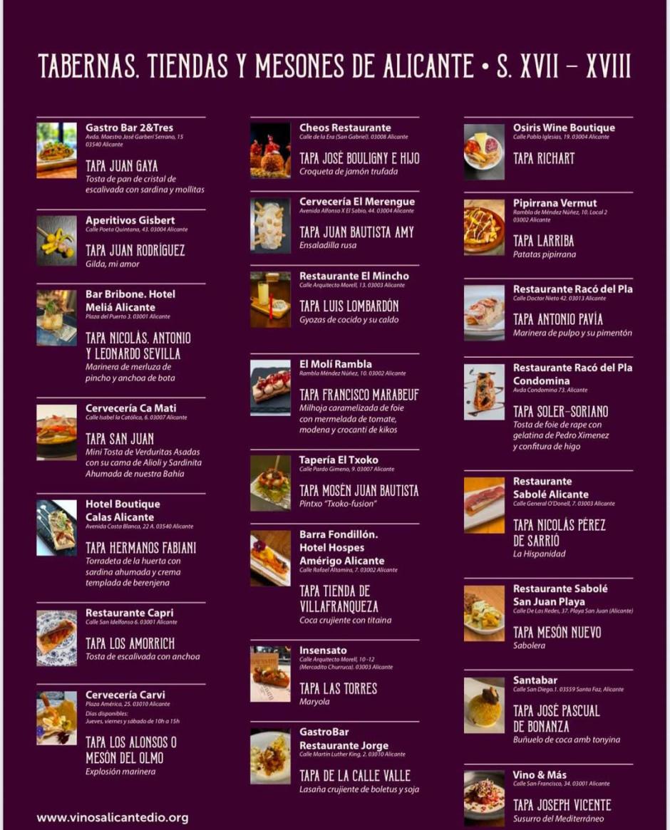 Cartel de participantes en la 'Ruta de Taberneros'