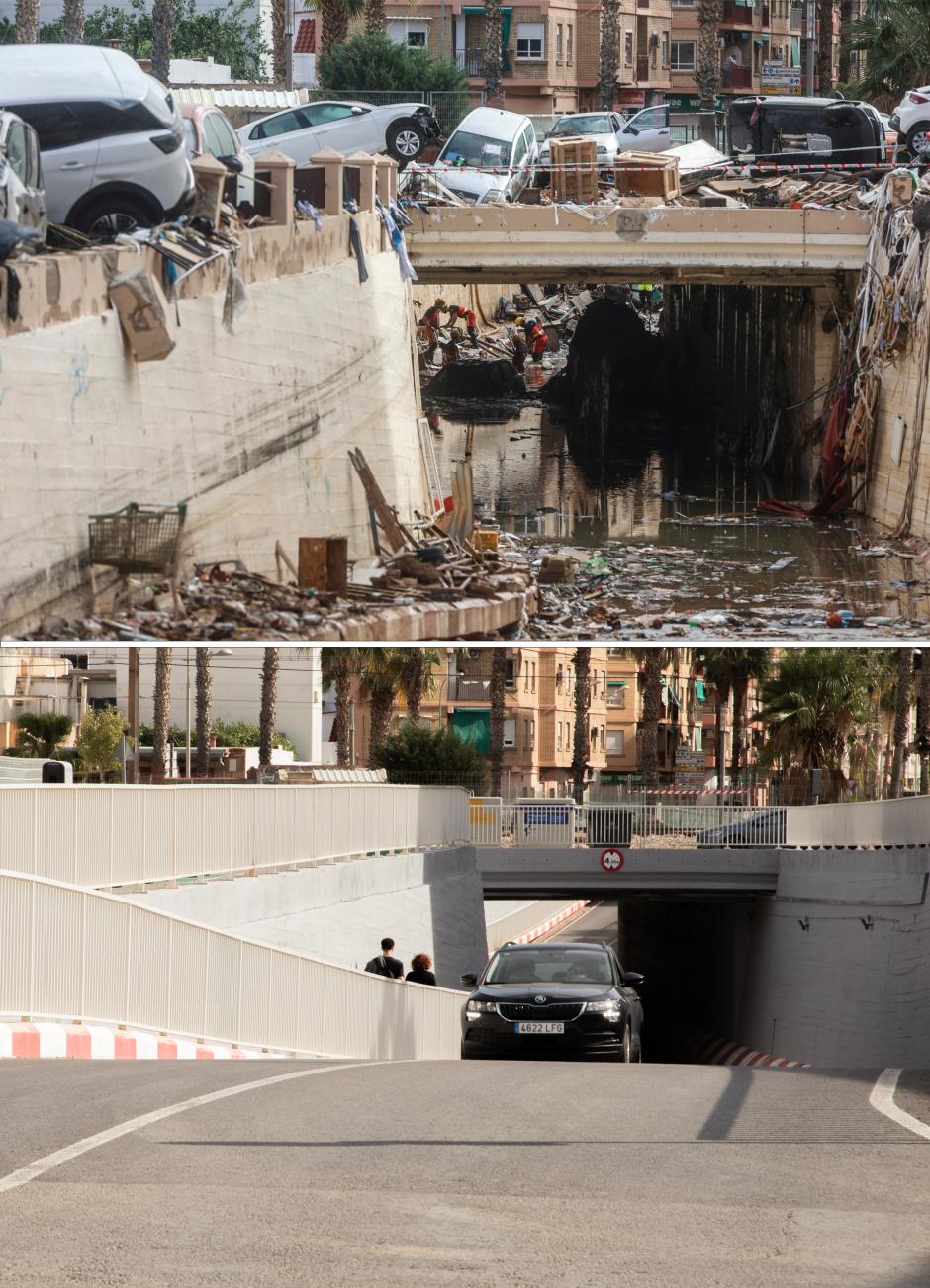 El túnel de Alfafar quedó totalmente inundado tras el paso de la DANA