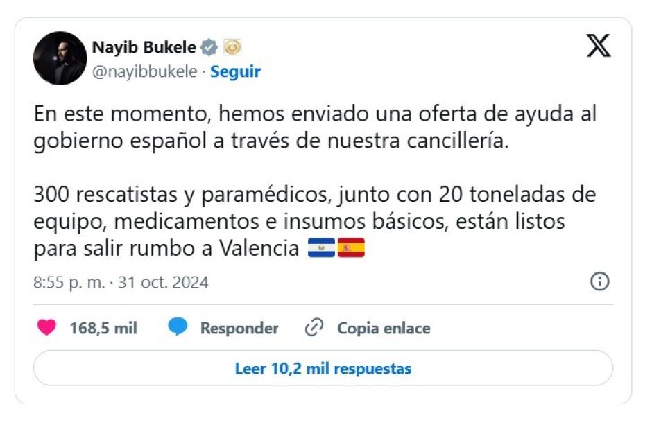 Tuit de Sánchez el día de la DANA publicado desde la India