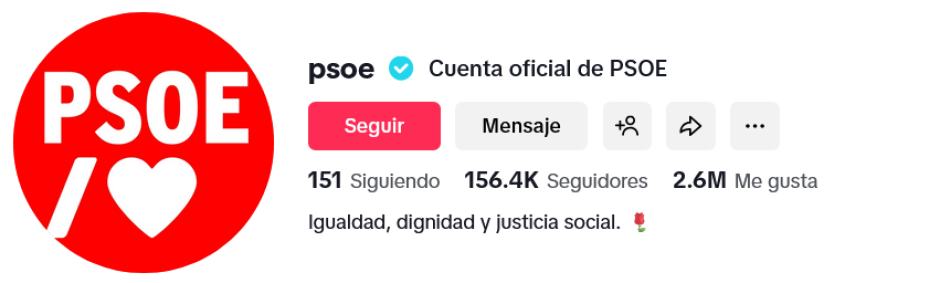 Cuenta oficial del PSOE (@psoe) en TikTok