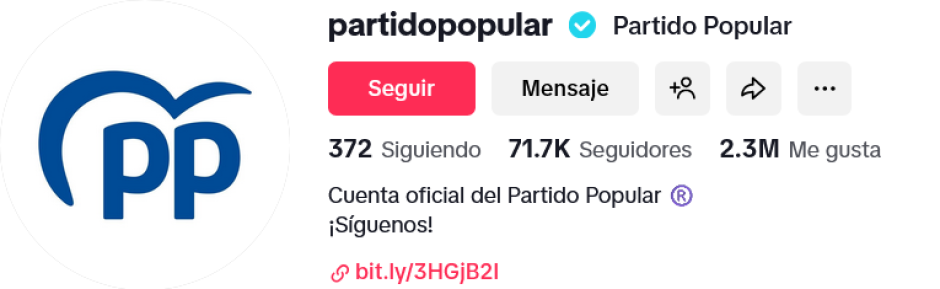 Cuenta oficial del Partido Popular en TikTok