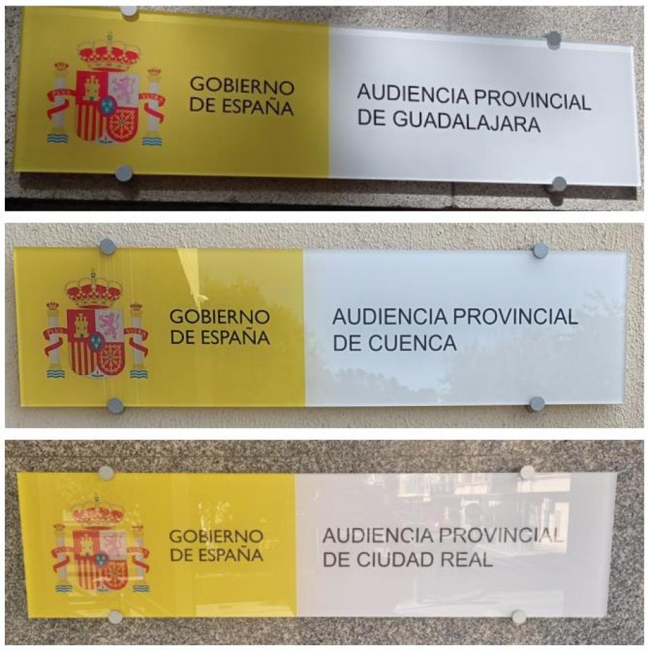 Imagen de la nueva cartelería de las audiencias provinciales de Guadalajara, Cuenca y Ciudad Real