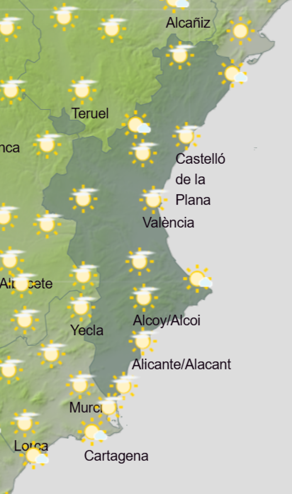 Mapa de Aemet con la previsión del tiempo para este martes 11 de noviembre de 2025