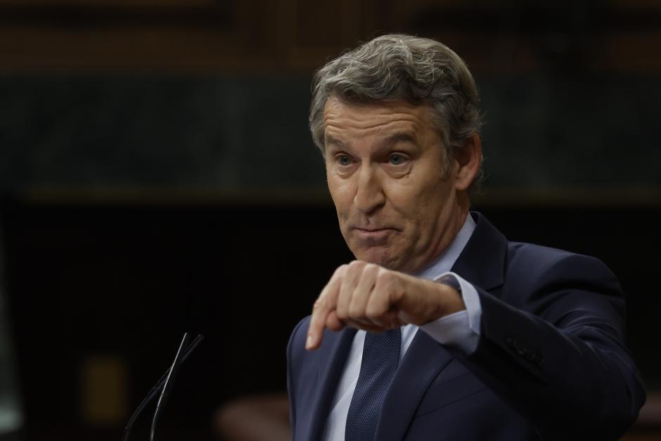 Alberto Núñez Feijóo, durante su intervención en el Pleno