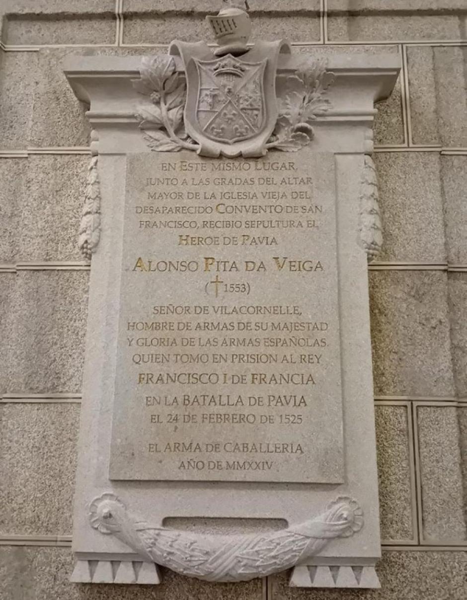 Placa en honor a Alonso Pita da Veiga