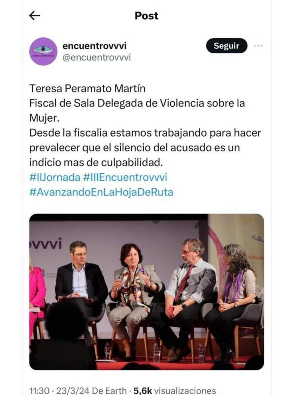 La nueva fiscal general del Estado, Teresa Peramato, en unas jornadas sobre Violencia contra la Mujer