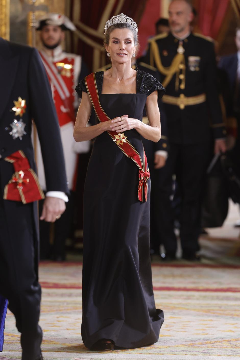 Spanish Queen Letizia during a gala dinner at RoyalPalace due to the official trip of Germany Republic President to Spain in Madrid on Wednesday, 26 November 2025.