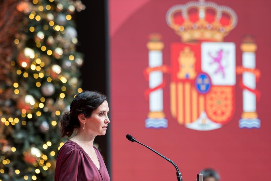 Ayuso durante el acto de la Constitución en la Real Casa de Correos