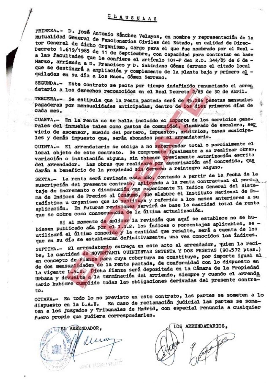 Contrato de alquiler entre Muface y la familia Gómez publicado por El Debate