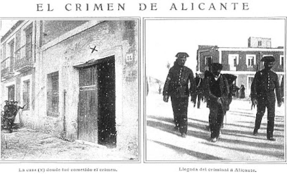 Imagen en prensa de la vivienda del crimen y de la llegada del asesino a Alicante