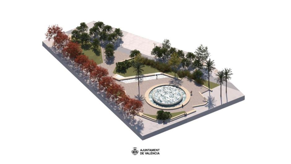 Imagen del proyecto de la reurbanización de la Plaza del Ayuntamiento de Valencia