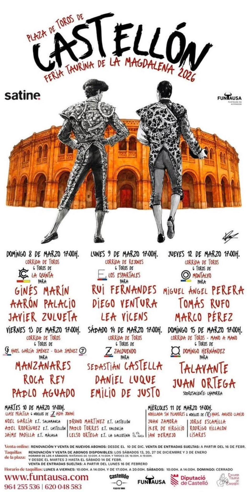 Cartel de la Feria de Toros de la Magdalena de Castellón 2026.