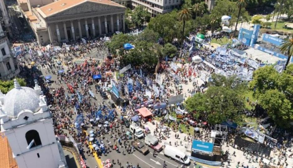 Vista aérea de la manifestación de la semana pasada convocada por la CGT