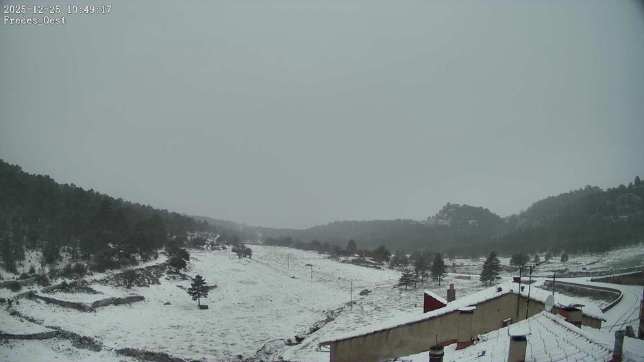 Imagen de la nevada en el municipio castellonense de Fredes.