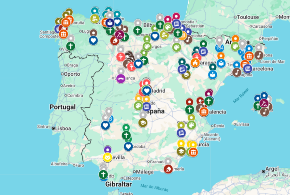 Mapa interactivo de autores por lugar de nacimiento y ocupación