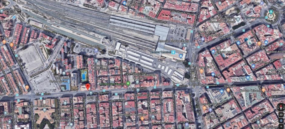 Vista aérea de la separación entre barrios de Alicante por las vías de tren