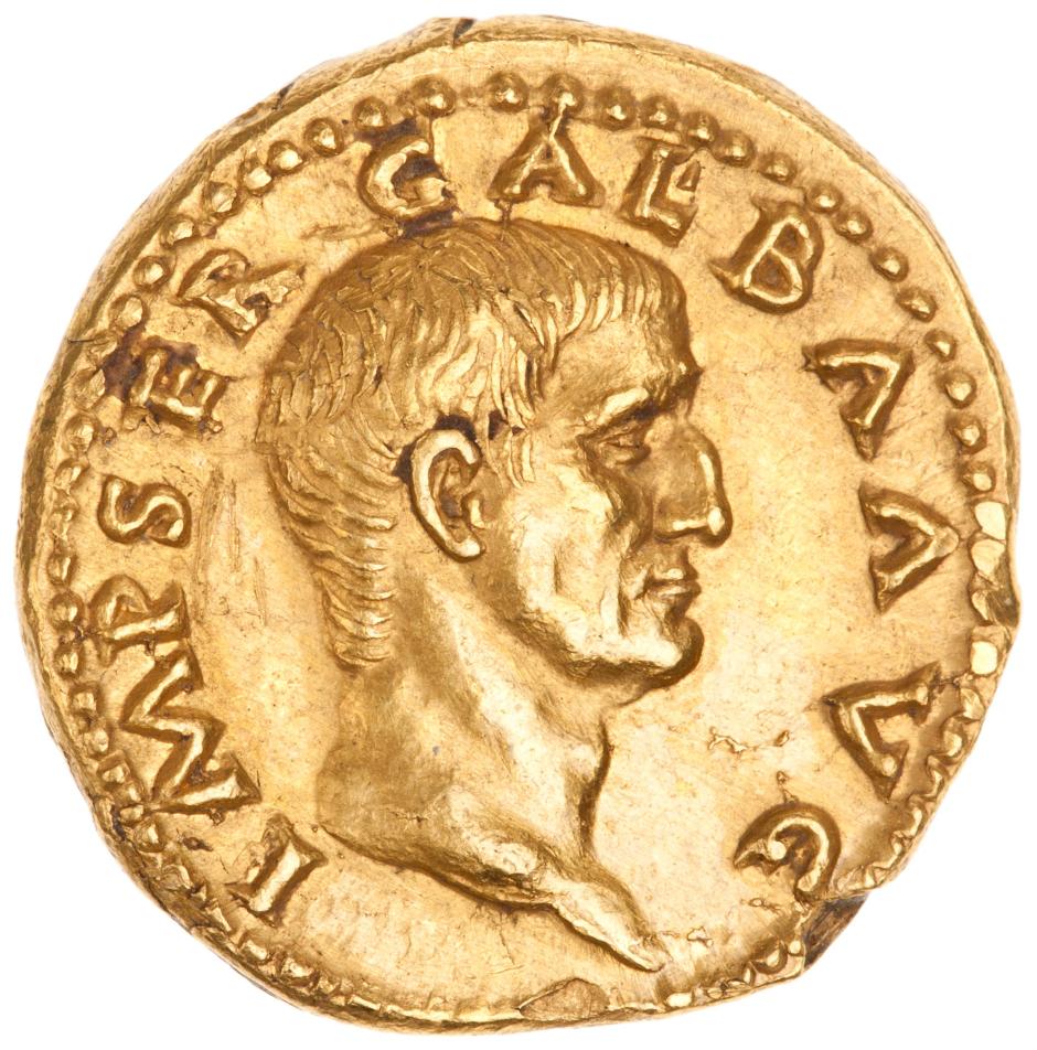 Áureo romano que representa a Galba (68-69 d. C.)