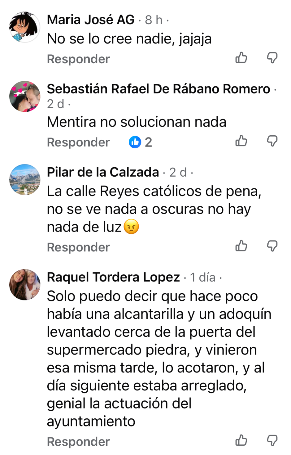 Comentarios en la red social Facebook