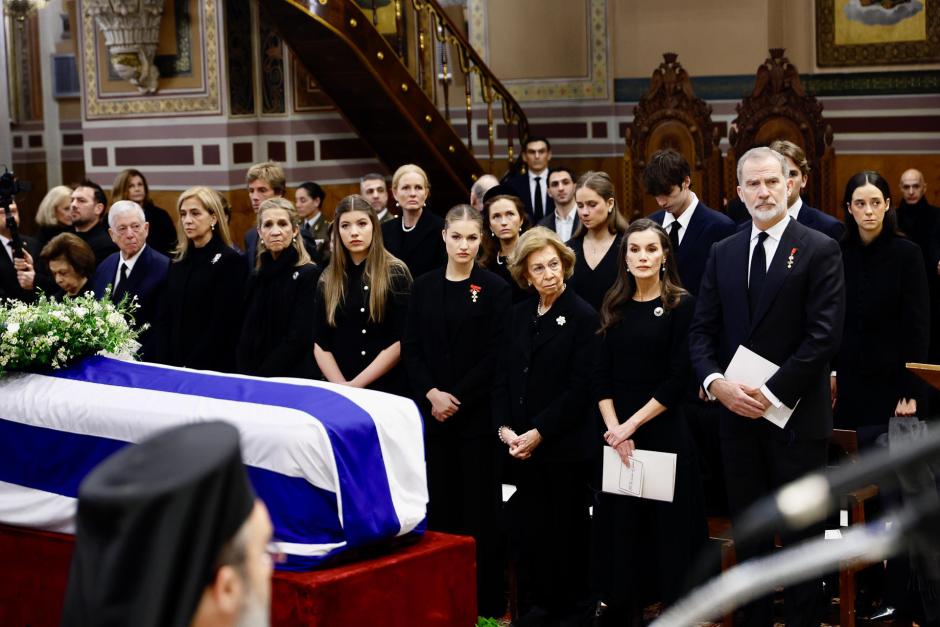 El Rey con su familia en el funeral por la Princesa Irene de Grecia oficiado en Atenas