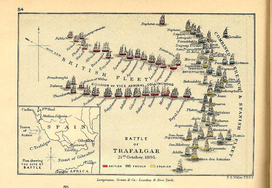 Orden de batalla en el combate de Trafalgar
