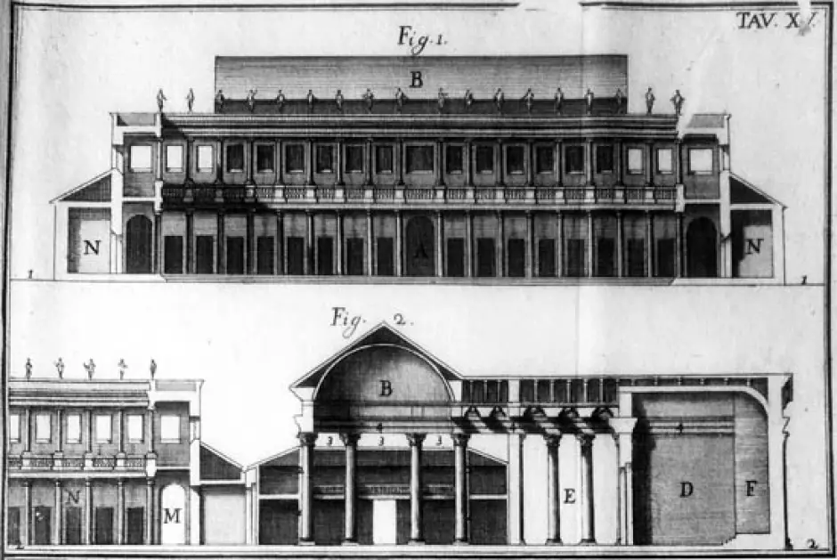 Grabados arquitectónicos de la Basílica de Vitruvio en Fano