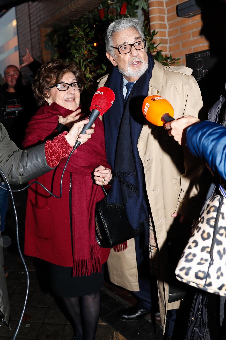 Singer Placido Domingo and Marta Ornelas during ZambombaFlamenca event in Madrid on Friday, 20 December 2019.