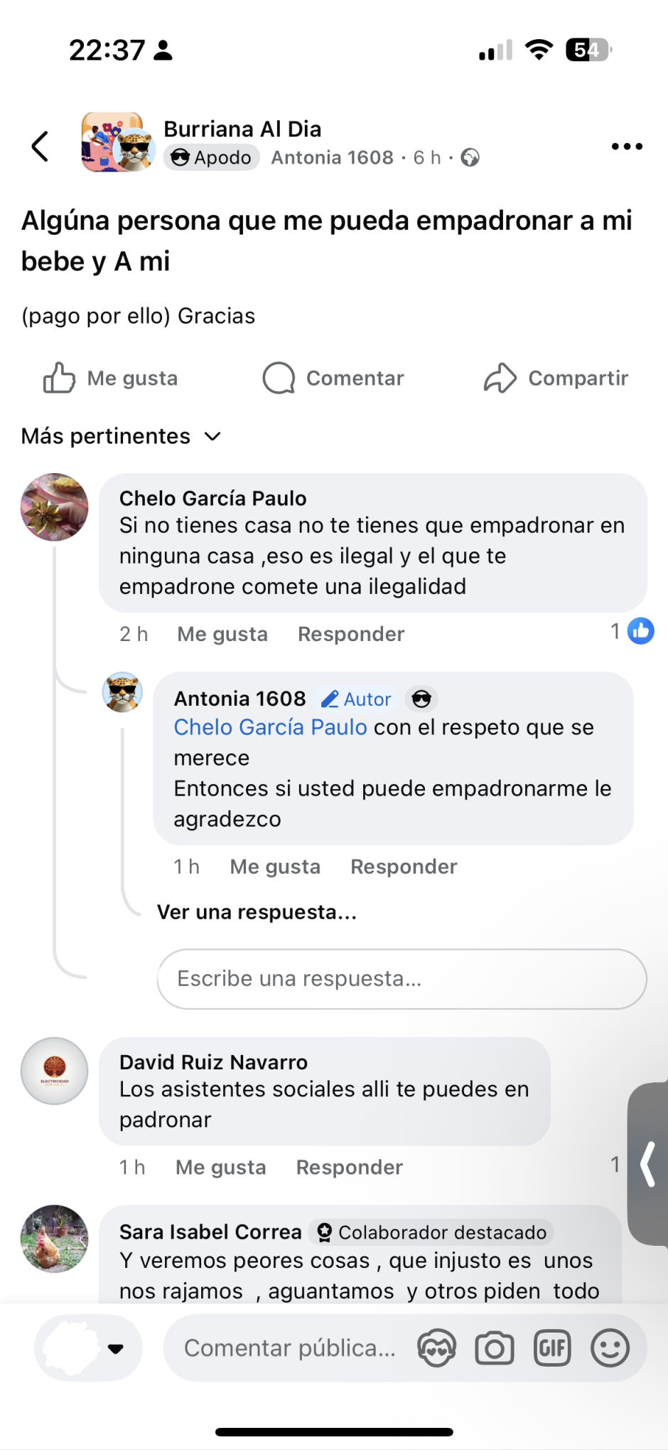 Imagen de la publicación en el grupo de Facebook 'Burriana al día'