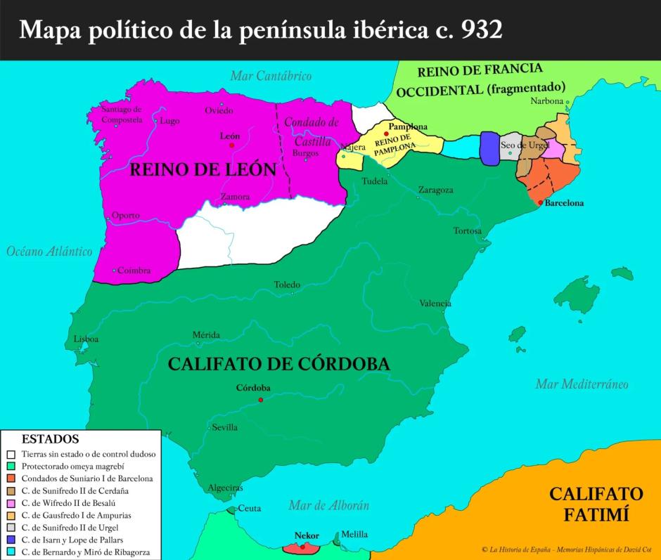 Mapa de la península ibérica c. 932