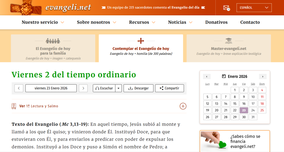 Captura de pantalla de Evangeli.net