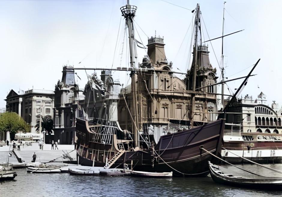 La réplica de la carabela, en Barcelona