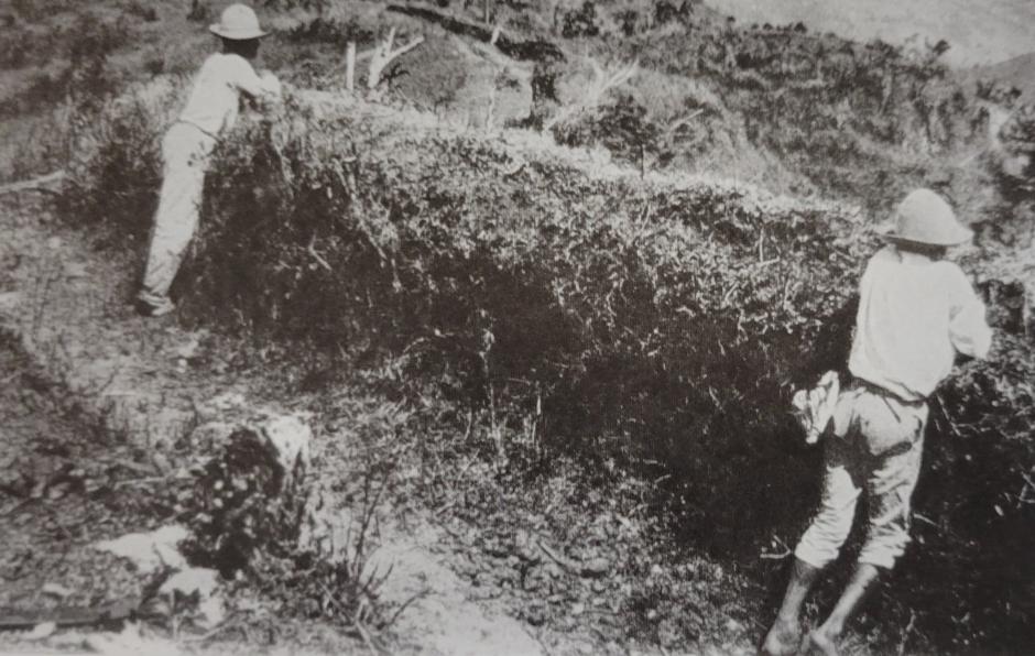 Foto de una trinchera española utilizada por las fuerzas españolas durante la Batalla de Asomante 1898