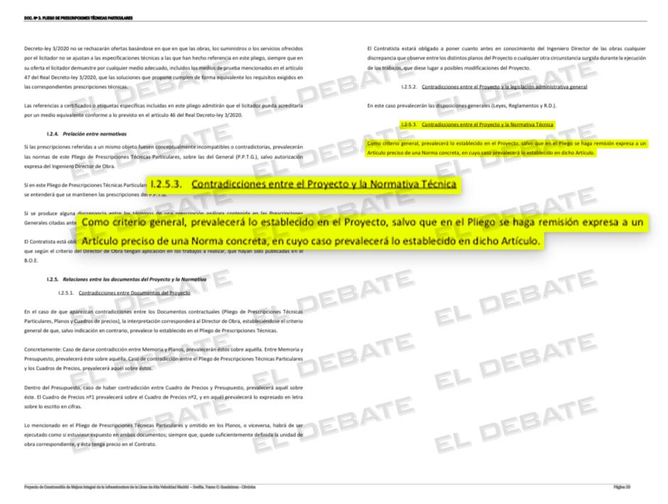 El Pliego de Condiciones Tecnicas entre la normativa de soldaduras para el tramo de Adamuz