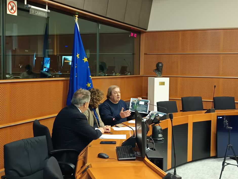 El presidente de Verdemar, Antonio Muñoz, durante su comparecencia en el Parlamento Europeo
