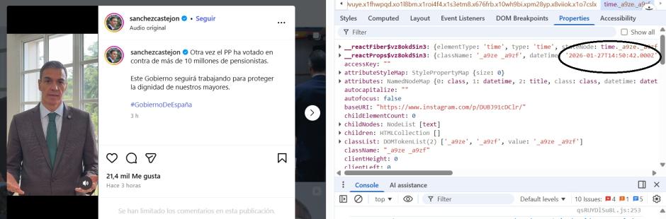 La publicación de Sánchez se empezó a editar antes de la votación