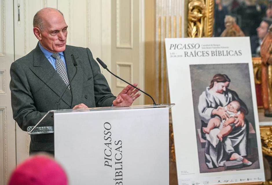 Bernard Ruiz-Picasso, nieto del universal pintor, en la presentación del proyecto Picasso. Raíces bíblicas, en Burgos