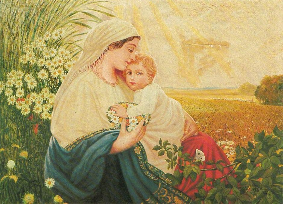 Óleo sobre lienzo pintado por Adolf Hitler en 1913, donde se representa a Jesucristo durante su infancia con su madre María