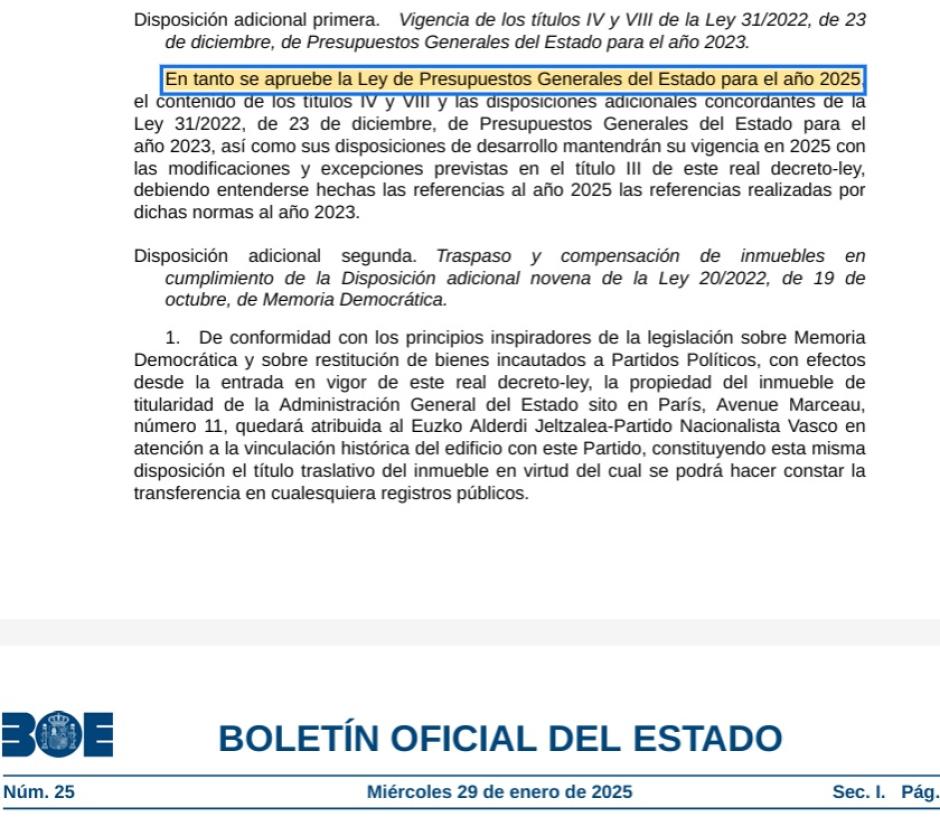 El real decreto ley con el que se revalorizaron las pensiones en 2025, también con referencia a 2025