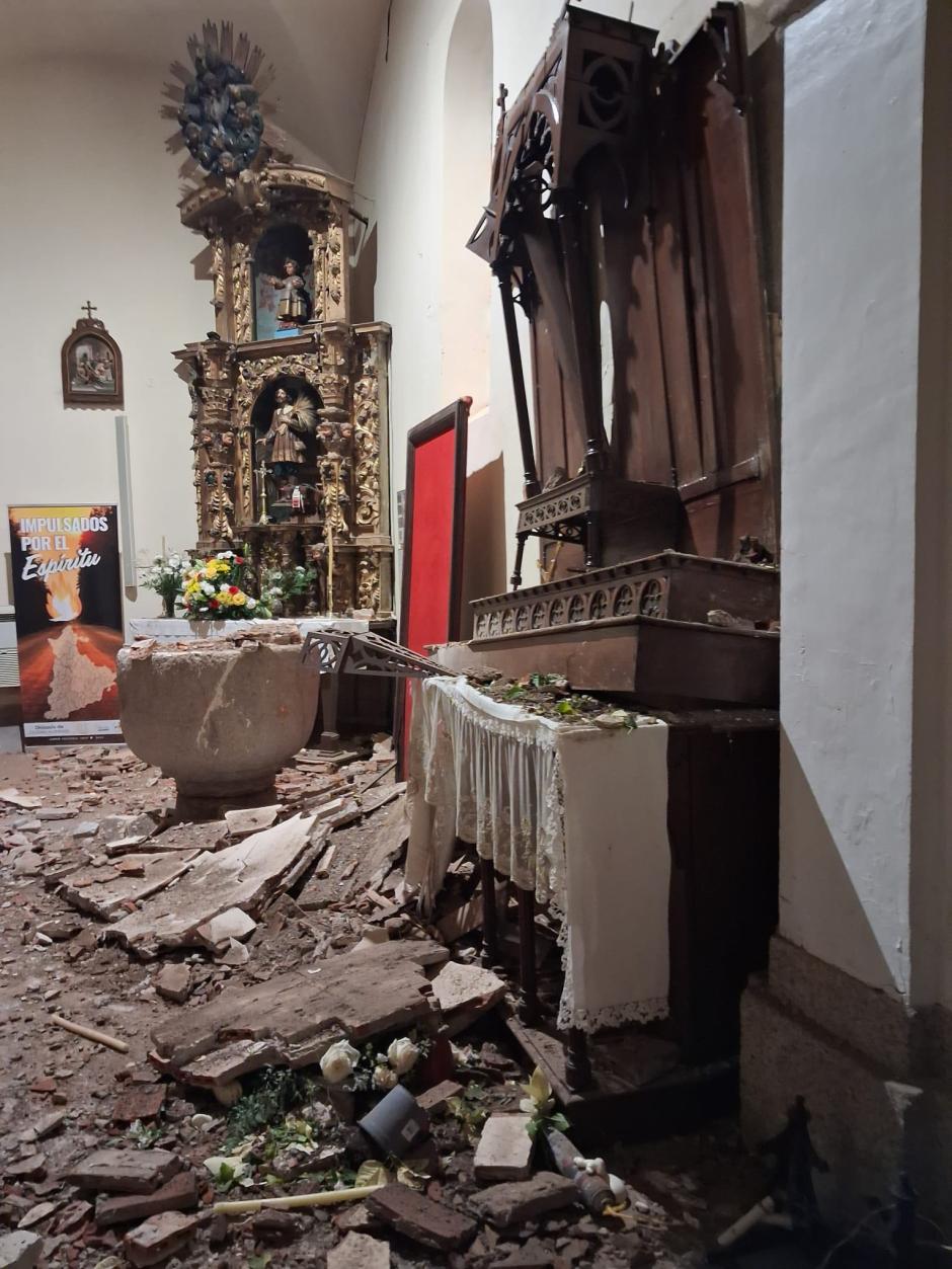 Los estragos del temporal que han provocado graves daños en una iglesia salmantina