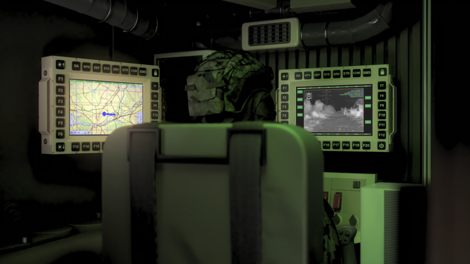 Pantallas en el interior del futuro carro de combate del programa SCTS–PAMOV
