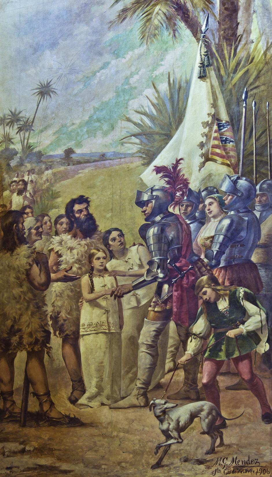 La pintura "El Adelantado y los guanches" fue creada por Manuel González Méndez a principios del siglo XX