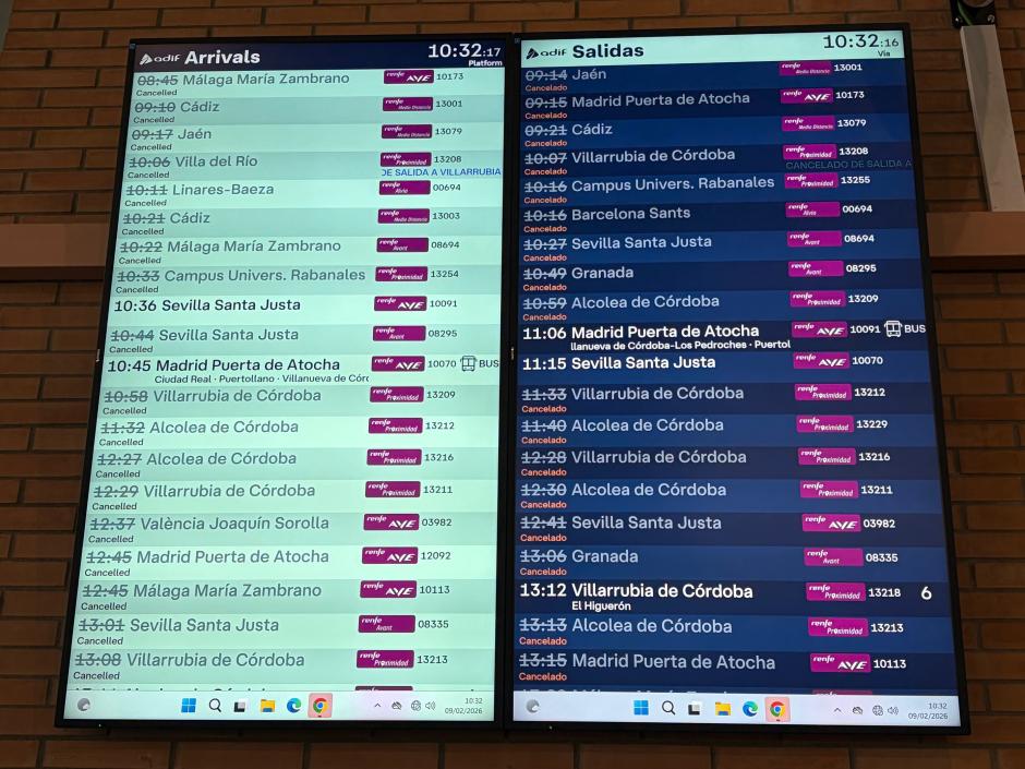 Estación de trenes de Córdoba en el inicio de la huelga