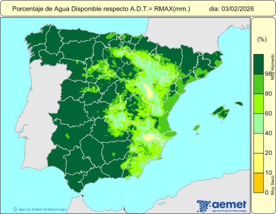 Zonas que han llegado al 100 % de saturación del suelo