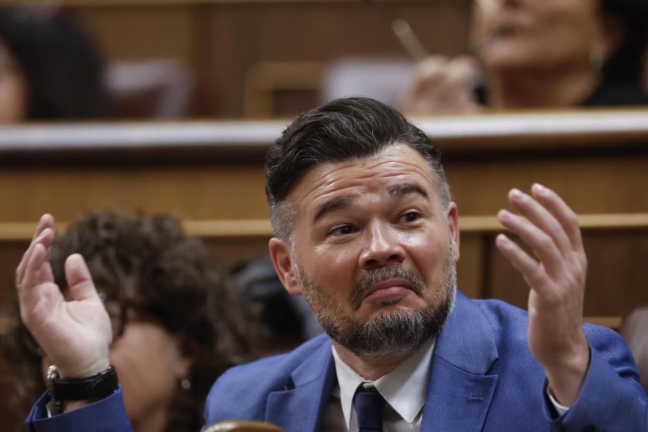 El portavoz de ERC en el Congreso, Gabriel Rufián, durante el pleno del Congreso de este miércoles