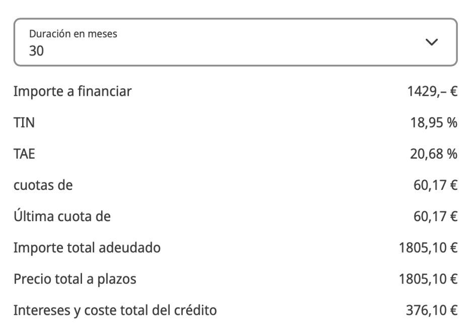 ejemplo de financiación