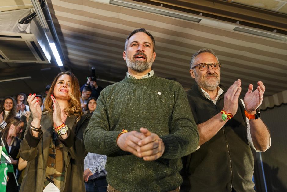 Abascal y el candidato a la Presidencia de la Junta, Carlos Pollán, participan en un acto preelectoral en Segovia
