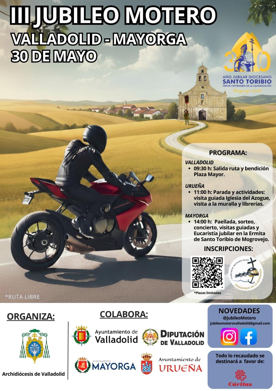 Cartel III Jubileo Motero (30 mayo 2026, Valladolid-Urueña-Mayorga)